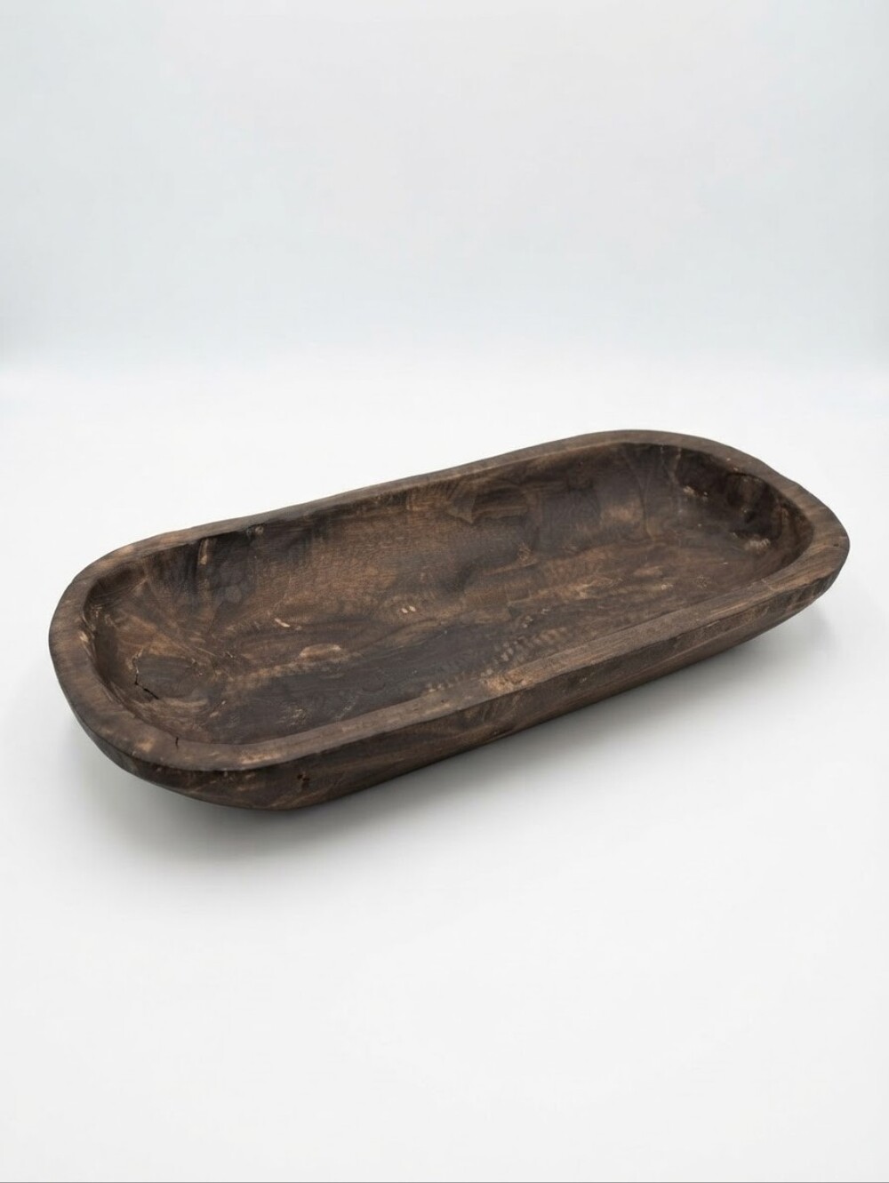 Vintage Hand-Carved Wooden Dough Bowl | 24" Long Primitive Farmhouse Table Cente